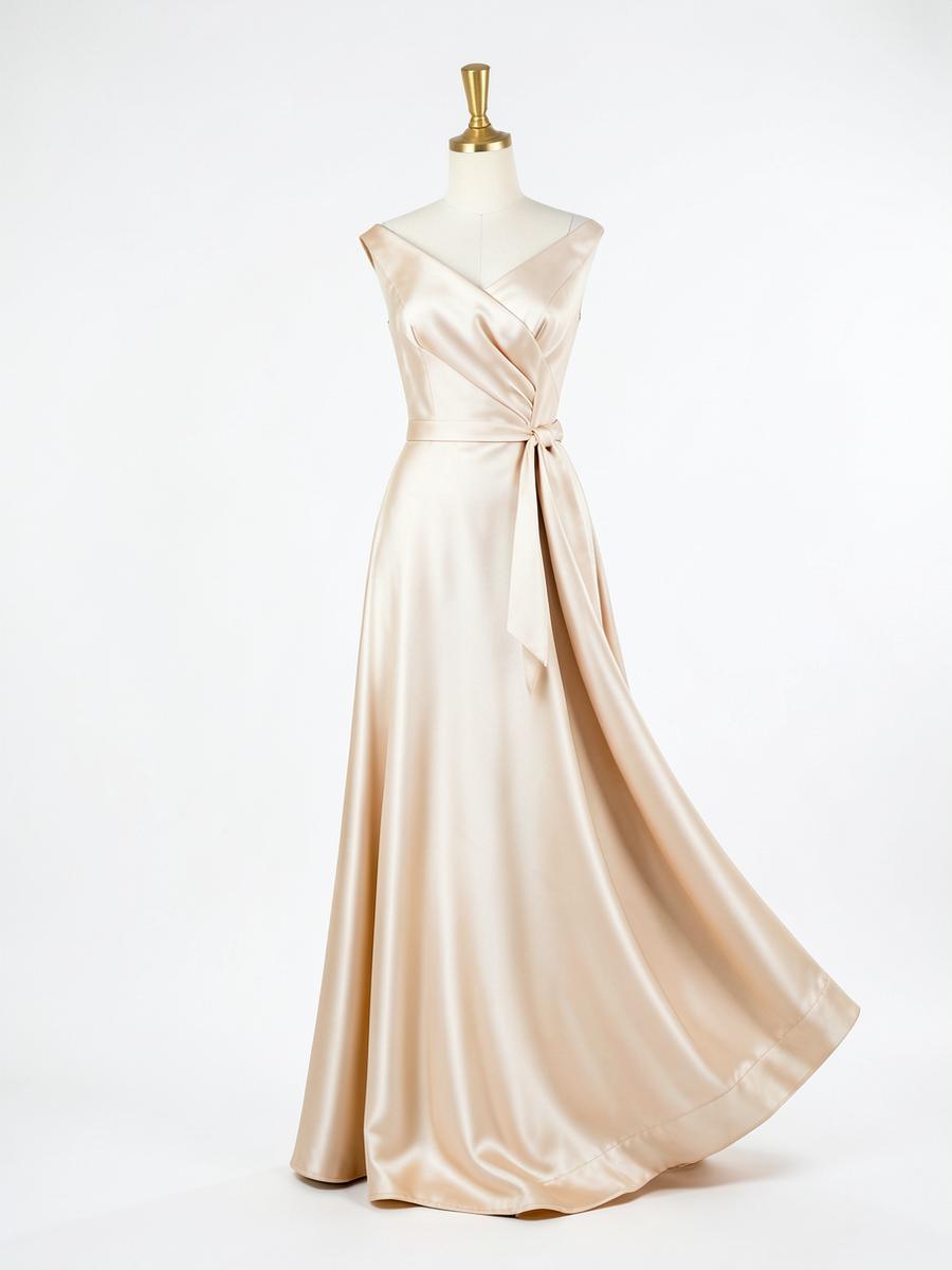 Champagne satin gown on a mannequin